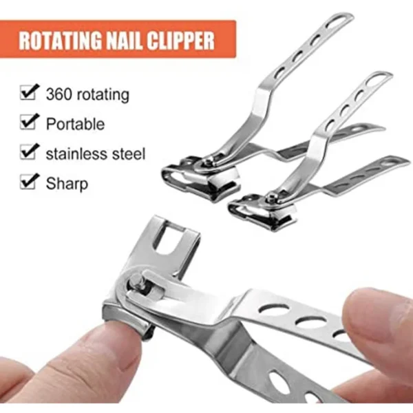 Stainless Steel Nail Clippers, 360 Degree Rotating Head